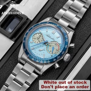 ADDIESDVIE AD2539 Reloj de cuarzo Reloj cronógrafo para hombre VK63 Acero inoxidable 316L 10Bar Correa de acero resistente al agua BGW9 Super luminoso