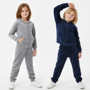 Conjunto deportivo para niños de 1 a 14 años, chándal con capucha para niños y niñas, trajes informales de Color sólido para invierno, traje con pantalones con capucha suaves a prueba de viento