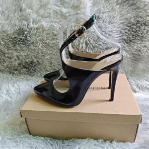 Sandalias con correa en el tobillo para mujer, tacones de aguja sexis con huecos, tacones altos con punta estrecha de 11cm, vestido de fiesta para club nocturno, zapatos de baile de Jazz para boda