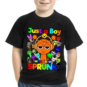 Juego de verano Sprunki Incredibox, camisetas de algodón con estampado de dibujos animados para niños, pantalón corto informal de manga para niñas, camisetas para niños
