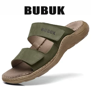 Nuevas zapatillas informales de piel de vaca de primera capa para hombre, sandalias de playa antideslizantes de verano, adecuadas para deportes de ocio al aire libre y playa