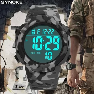 SYNOKE-reloj digital militar para hombre, reloj deportivo, resistente al agua, multifuncional, luminoso, para hombre