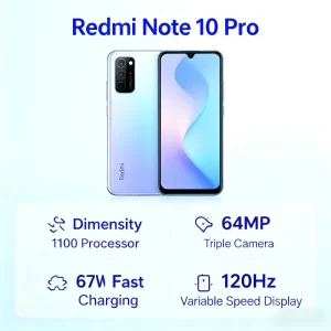 Xiaomi Redmi Note 10 Pro Smartphone 6,6 "FHD + 120Hz pantalla 64MP Triple cámara 67W carga rápida 5000mAh batería versión Global