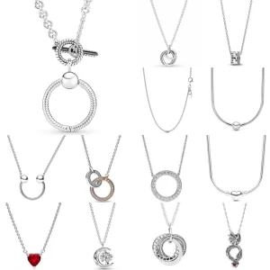 Collar de plata 925 a la moda y corazón rojo, adecuado para regalos de joyería exquisitos para mujeres europeas