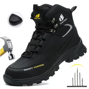 Zapatos de seguridad para hombre con punta de acero, botas impermeables a prueba de pinchazos, antigolpes, zapatillas de trabajo al aire libre, zapatos de trabajo de construcción