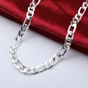 Nuevo Original 45-60CM bonita cadena plana de 6MM collar de plata de ley 925 para hombres y mujeres joyería de moda regalo de compromiso de boda