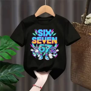 Camiseta de manga corta para niños, camiseta Digital 67 Six Seven con estampado de verano para niños, camiseta Kawaii de algodón, ropa superior a la moda para niños