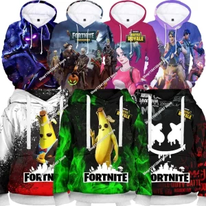 2025 otoño ropa para niños nueva Fortnite estampado Cosplay niños Sudadera con capucha Unisex manga larga de gran tamaño