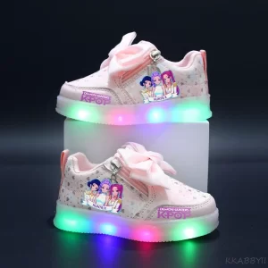 KPop Demon Hunters Tenis niños zapato Led niñas zapatillas iluminadas zapato brillante para niños suela blanda zapatos casuales transpirables