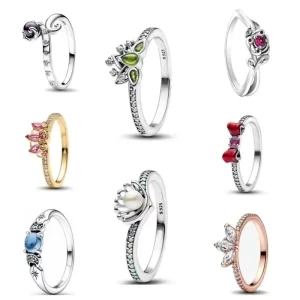 Anillo de princesa encantador de Plata de Ley 925 a la moda, tamaño 6, 7, 8, 9, accesorio de lujo de cristal de boda original para mujer