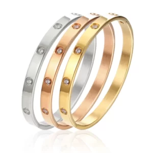 Pulseras de acero inoxidable en la mano, brazaletes de 6mm y 4mm para mujer, joyería para mujer, regalos de diseñador de titanio con diamantes de imitación a la moda para mujer