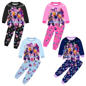 Disfraz de Anime Kpop Demon Hunters Zoey, pijamas de otoño para ropa para niños de 3 a 14 años, conjuntos de camisetas y pantalones para niñas Huntrix Rumi