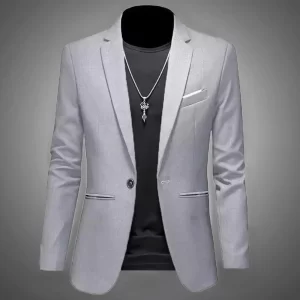 Chaqueta de traje de Boutique de ocio a la moda para hombre, traje informal de negocios de otoño, ajustado, sin planchar, traje de un solo botón, blusa Formal sólida
