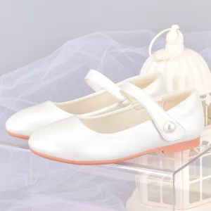 Zapatos de princesa blancos para niña, adecuados para vestido de actuación infantil con zapatos de vestir formales, zapatos de boda para niña con flores de fiesta
