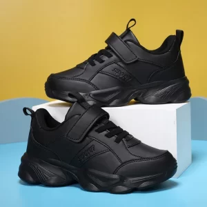 Zapatos para niños, zapatillas informales para niños, zapatos deportivos de cuero Pu negro para niños y niñas, zapatos blancos, zapatillas de tenis para correr escolares
