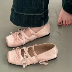 Zapatos Mary Jane para mujer, novedad de verano 20220, sandalias de moda, zapatos de Ballet con cabeza cuadrada, fondo plano, boca poco profunda, zapato único Retro