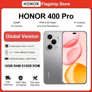 HONOR 400 Pro 5G Smartphone 6,7 "120Hz pantalla AMOLED cámara de 200MP Snapdragon 8 Gen 3 6000mAh 100W con cable 50W inalámbrico eSIM NFC