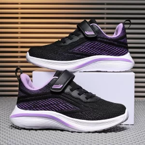 Zapatillas de deporte Tenis tejidas para niñas, zapatos para niños de 4 a 12 años, zapatos informales ligeros con plataforma suave para niños, zapatillas deportivas para niñas