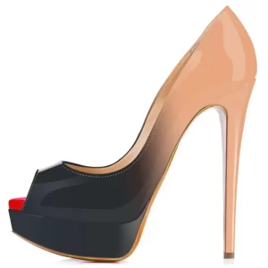 Zapatos de tacón sexis con plataforma y Punta abierta para mujer, tacones extremadamente altos de 14cm, charol, club nocturno, zapatos de boda rojos, Stiletto degradado