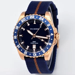 Reloj Casual Luminoso para Hombre, Estilo 2026, Color Oro Rosa, Correa de Tela, GMT, Cuarzo, Caja de Acero Inoxidable, Movimiento Ronda