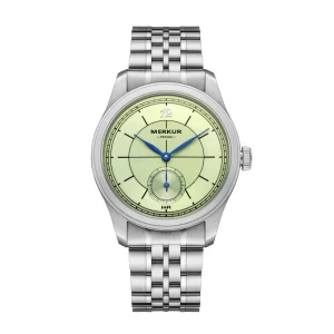 El nuevo reloj informal MERKUR Cross Line Sector Dial verde Retro para hombres serie de negocios reloj con acordes Manual reloj de Metal