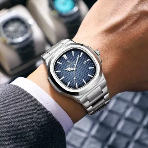 Relojes de pulsera de cuarzo para hombre, resistentes al agua, de lujo, cuadrados, luminosos, de acero inoxidable, para negocios, 2026