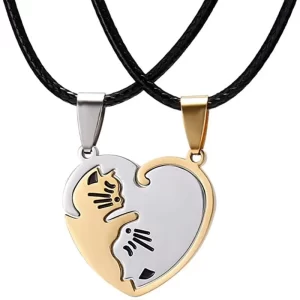 Collar con colgante de gato de dibujos animados para niños y niñas, collar con forma de corazón, Color negro, sencillo, regalo de joyería, venta al por mayor