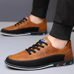 Zapatillas de deporte de cuero para hombre, zapatillas de deporte informales transpirables a la moda, zapatos diarios cómodos y transpirables, talla grande 50 51 52 53