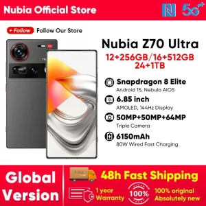 Nubia Z70 Ultra 5G Smartphone Snapdragon 8 Elite Procesador 6.85' 144Hz Pantalla AMOLED NFC Versión Global 16GB 512GB
