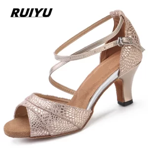 Zapatos latinos para mujer, sandalias doradas de tacón alto, zapatos deportivos para baile al aire libre, Sal, Tango, fiesta de salón, Verano
