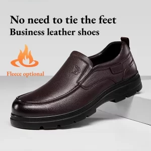 Zapatos de hombre Golden Camel 2026, nuevos zapatos informales de negocios de suela suave de cuero, mocasines cálidos de terciopelo antideslizantes con suelas blandas de diseño de marca