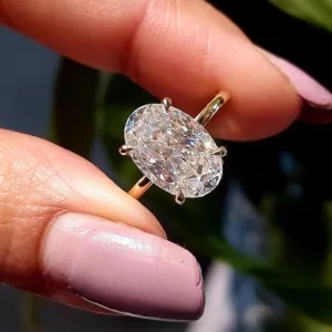 Anillo solitario de compromiso de moissanita de Plata de Ley 925 de corte ovalado de 1-3 quilates para mujer, regalos de aniversario chapados en oro con certificado