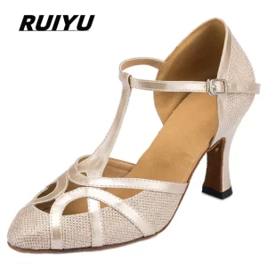 Zapatos latinos de Salsa, Tango, salón de baile, fiesta, boda, tacones para mujer, champán, plata, negro, zapatillas de baile para niñas, zapatos de verano para exteriores