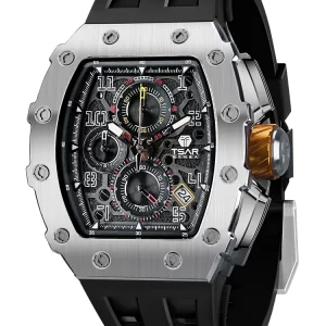 TSAR BOMBA Reloj para hombre marca de lujo diseño Tonneau reloj resistente al agua reloj de pulsera de acero inoxidable reloj rectangular de moda para hombre