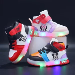 Zapatillas Infantiles 2026 con Luces LED de Minnie y Mickey Mouse, Zapatos Luminosos para Niños y Niñas, Zapatos con Luces Intermitentes para Bebés