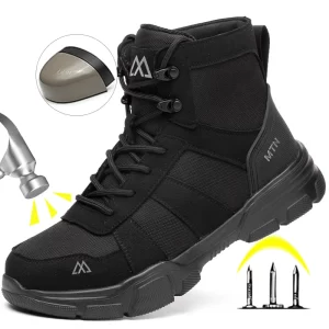 Zapatos de seguridad ligeros y transpirables para hombre, puntera de acero, zapatos de trabajo antigolpes, botas de seguridad indestructibles antipinchazos