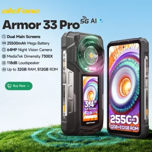 【Estreno mundial】Teléfono robusto Ulefone Armor 33 Pro 5G 25500 mAh Hasta 32 GB de RAM 512 GB de ROM 120 Hz Pantalla trasera de 6,59" + 3,4" Smartphone Android NFC