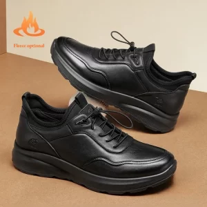 Zapatos Golden Camel para hombre, zapatos de cuero deportivos informales de invierno de terciopelo cálidos para negocios, suela suave, absorción de impactos, zapatillas antideslizantes