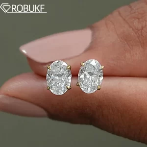 Pendiente de moissanita de corte ovalado de 1-4ct para mujeres y hombres, Color D, diamante brillante, pendientes de plata de ley 925, regalos de joyería para fiesta