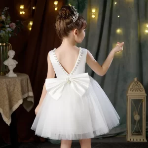 Vestido de princesa de tul con lazo grande para niñas, traje de actuación de Piano, traje de anfitrión, ropa para niños de 2 a 10 años, verano, nuevo