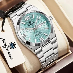 Nuevo reloj de pulsera de cuarzo para hombre, marca de lujo, a la moda, luminoso, de acero inoxidable, resistente al agua, reloj con calendario y semana para hombre 2026