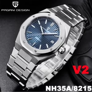 Reloj Mecánico Automático para Hombre PAGANI DESIGN 8215, 40MM, Zafiro, Acero Inoxidable, Resistente al Agua 10Bar, Luminoso C3, Reloj Hombre