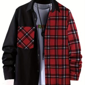 Camisa de cuadros de manga larga para niño, nuevo estilo para niños medianos y mayores, camisa casual de cuadros de manga larga con solapa, de ajuste holgado, elegante y de moda para niños