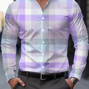Camisa de moda casual para hombre, primavera y otoño, con cuello de botones y estampado