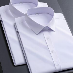 Conjunto de 2 camisas de manga larga para hombre, elásticas, ideales para negocios y ocasiones formales, sin arrugas, se pueden usar de forma casual o para ir al trabajo.