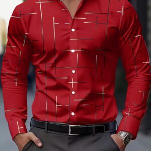 Nueva camisa elegante de manga larga para hombre, estilo europeo y americano, con estampado digital para uso casual