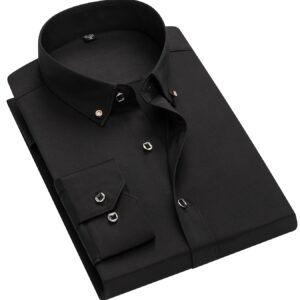 Camisa de Hombre Elegante de Color Sólido | Camisa Casual Transpirable de Manga Larga con Solapa y Botones para Actividades de Negocios y Fin de Semana Casual