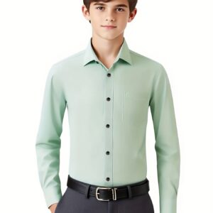 Camisas Formales para Jóvenes - Manga Larga, Cómodas y Transpirables con Botones y Elásticas - Ajuste Clásico y Delgado para Eventos Formales, Escuela - Tallas Regulares, Grandes y Altas para Estudiantes Adolescentes