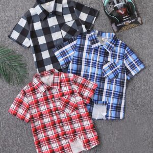 Camisas casuales de vacaciones en varios colores, tallas 130-170, con bolsillos delanteros, perfectas para primavera y verano, se venden en un juego de tres