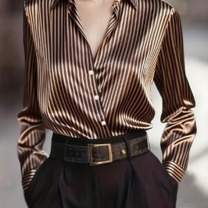 Camisa Elegante de Satén para Mujer de Moda Otoño-Invierno